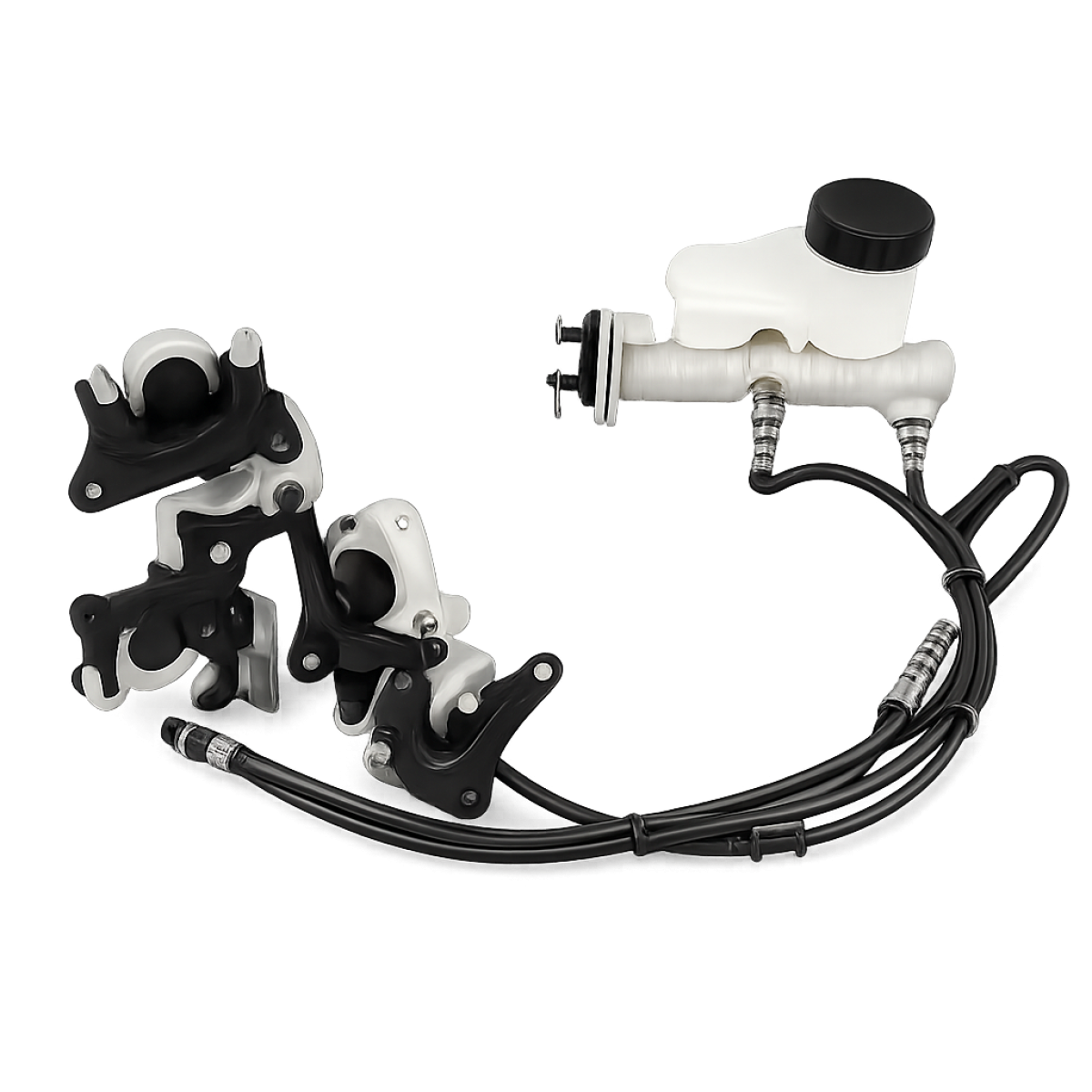 Hydraulische 1-zu-4 Bremsanlage TC22 – DC11/CF01 Silber Ø7,5″, Schlauch 5250 mm