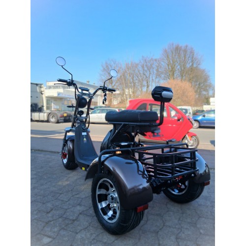 Madat CP-3 Elektroroller Zweisitzer – Dreirad, 45 km/h (25 km/h Option), 20 Ah Akku, 40 km Reichweite, Braun