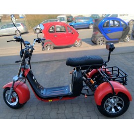Madat CP-3 Elektro-Dreirad – E-Scooter & Chopper, 45 km/h (25 km/h optional), 40 Ah Akku, 60–90 km Reichweite, mit 2 Akkus, Rot