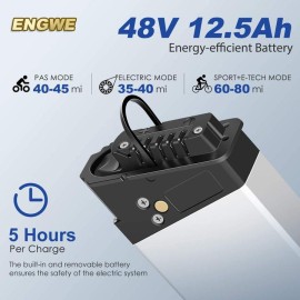 Engwe 48V 12,5 Ah Lithium-Ionen-Akku für Ep-2, Ep-2 Pro, Engine Pro, universeller Elektrofahrradakku
