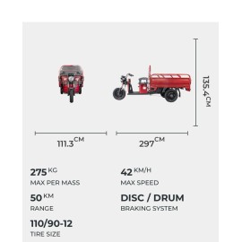 Madat Volta VT5 elektrisches dreirad bike e trike e bike trike cargo transporter e roller e moped 42 Km/h 60Ah VRLA Gelbatterie 50 km