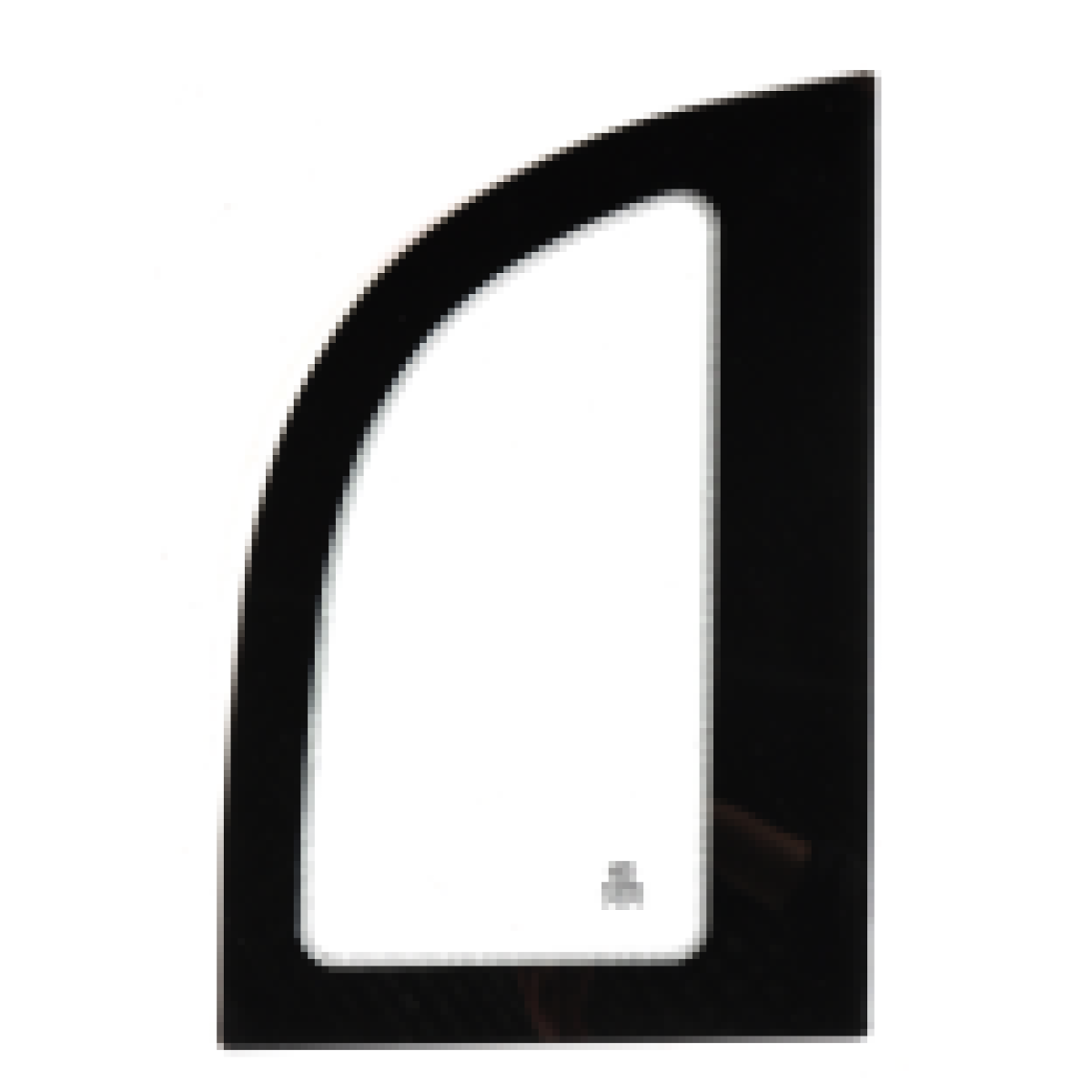 Rechtes Seitenwand-Heckfensterglas, 455 × 255,5, 1110G, einfach gebogen, siebbedruckt.